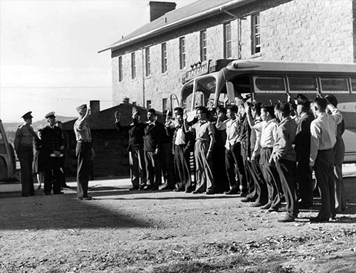 jpg The first 29 Navajo Code Talkers arriving at a training camp.