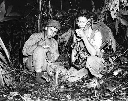 jpg Two Code Talkers fighting with the U.S. Marine Corps at the Battle of Bougainville in December of 1943. 