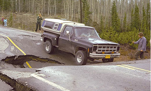 jpg Thawing permafrost caused this buckling on the Alaska Highway.