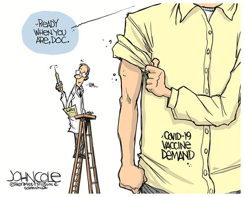 jpg Political Cartoon: Vaccine supply and demand