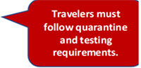 jpg Travelers must follow quarantine and testing requirements.