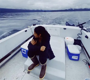jpg Willow Jackson sits on the deck of the Kake Climate Partnership ocean monitoring boat