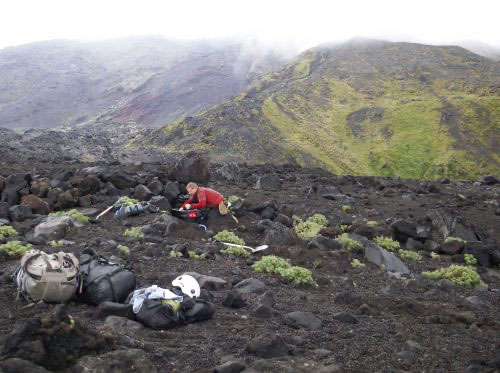 jpg Pete Stelling, formerly of Western Washington University, assembles a seismic station on Cleveland Volcano in August 2015.