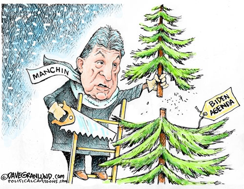 jpg Political Cartoon: Manchin trims Biden tree