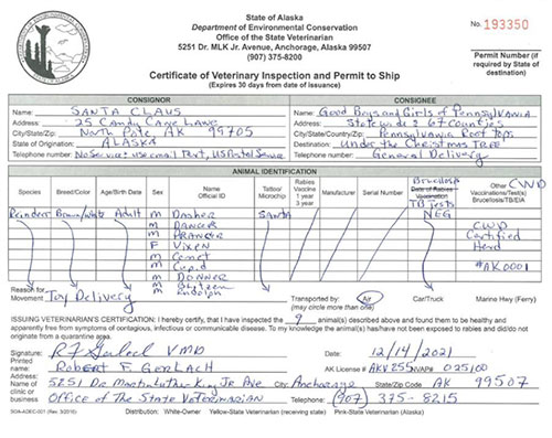 jpg Office of the State Vet: Reindeer travel approvals