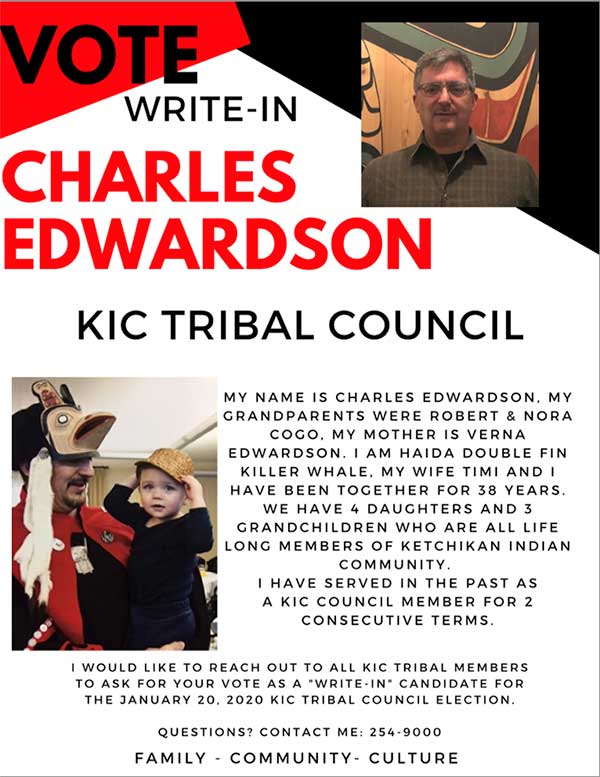 VOTE January 20, 2020 - Write-In Charles Edwardson for KIC Tribal Council