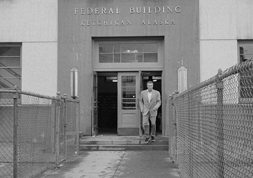 jpg Douglas Kennedy as Tino Morelli as he leaves the Federal Building in Ketchikan.