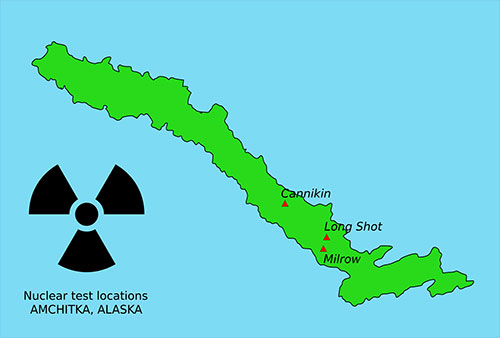 jpg Locations of nuclear test sites on Amchitka Island