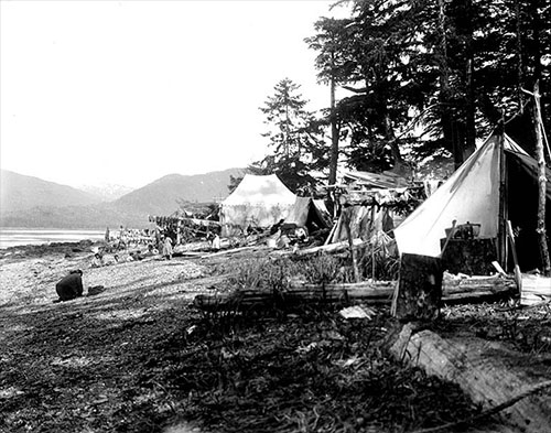 jpg Camp of King Salmon trollers at Vallenar Point, 1902