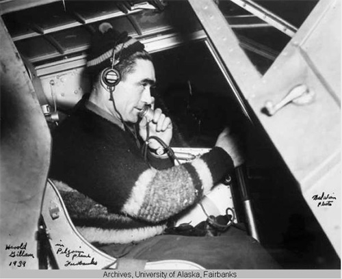 jpg Charles Harold Gillam in the Pilgrim plane in Fairbanks, 1939.