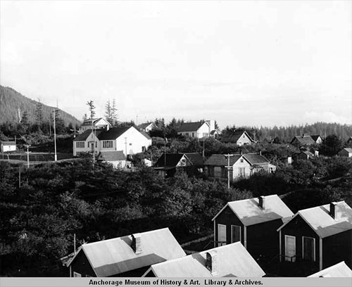 jpg Craig, Alaska. Residential section from water tower. 1938.