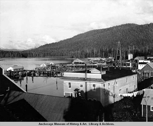 jpg View of Craig, the dock and waterfront from tower. 1938