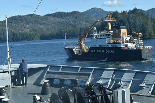 jpg Squeezing past buoy tender in Peril Strait