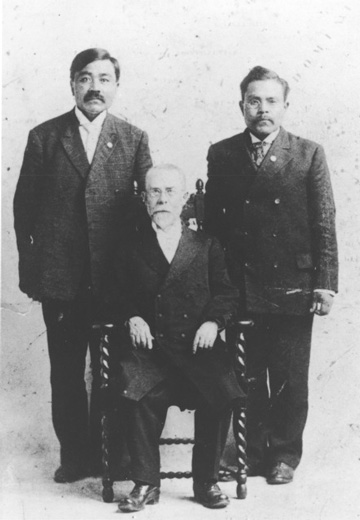 jpg Peter Simpson, Sheldon Jackson (seated), and Edward Marsden, ca. 1896–1913 