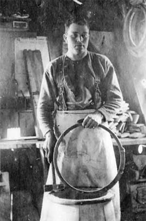 jpg Ott Inman at work in his cooperage, 1904.