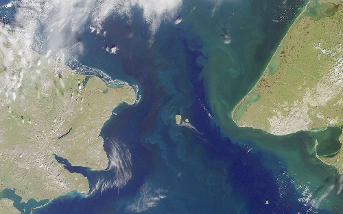 jpg Satellite image of Bering Strait: Cape Dezhnyov, the easternmost cape in Siberia, Russia is on the left; Seward Peninsula, Alaska, USA in on the right.... 