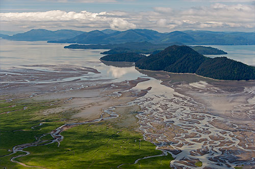 jpg Flowing 355 miles from its headwaters in British Columbia, the Stikine River empties into southeast Alaska. The transboundary river supports all five species of Pacific salmon, important to people on both sides of the border.