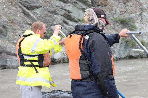 jpg Dave Osantowski of North Pole and Al Myers of Fairbanks dipnet on the Copper River out of Chitina on July 9, 2018. 