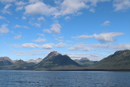 jpg Ott Bay on Lake Nerka, as pictured on August 9, 2018. The mountains and valleys that create the bay are a good - though steep - example of a glaciated landscape, which helps create ideal salmon habitat - low and flat, with a high amount of gravel. 