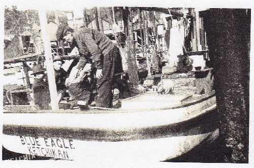 jpg Nick Berkovich's boat, The BLUE EAGLE, ws used in the movie “Spawn of the North" 
Photo courtesy Debby Berkovich 